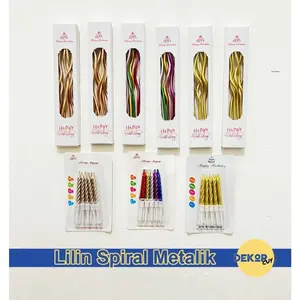 LILIN ULANG TAHUN SPIRAL WARNA METALIK / LILIN ULANG TAHUN ULIR GOLD / BIRTHDAY CANDLE