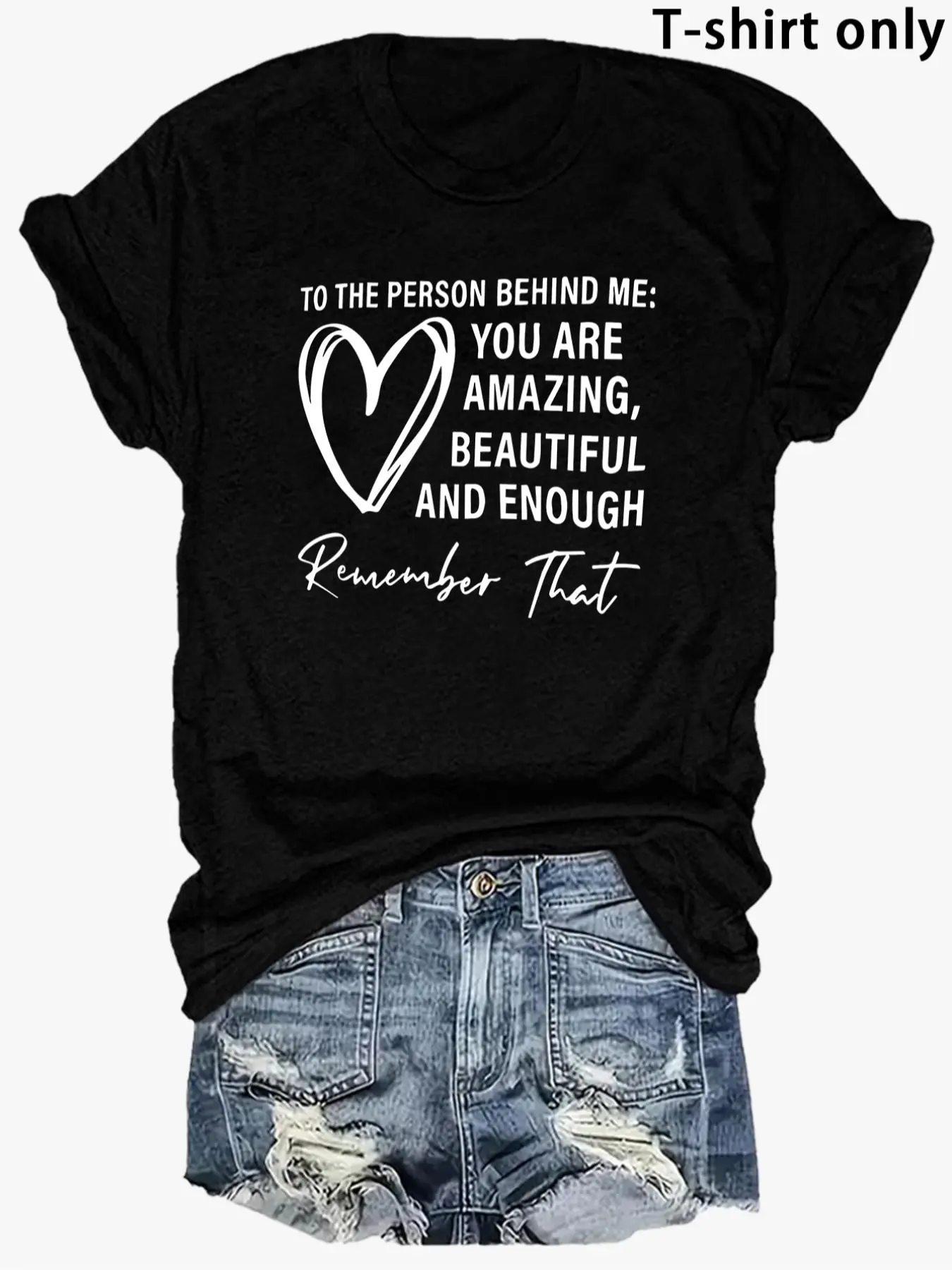 【Plus Size】 Letter Print Round Neck Tee, Fashion Casual Crew Neck Short Sleeve T-shirt for Daily Outdoor Wear, Women Clothing for All Seasons
