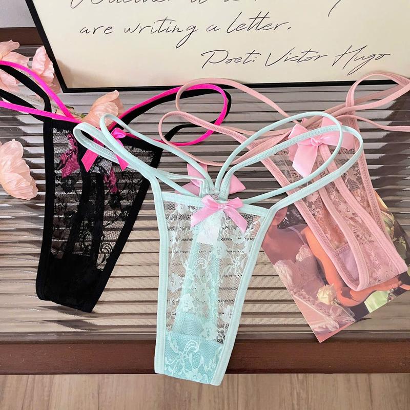 Quần Lót L.Khe Chất Ren Đính Nơ Cạp Dây Quyến Rũ, Gợi Cảm Q939 - THỦY BIKINI Nữ Women 8