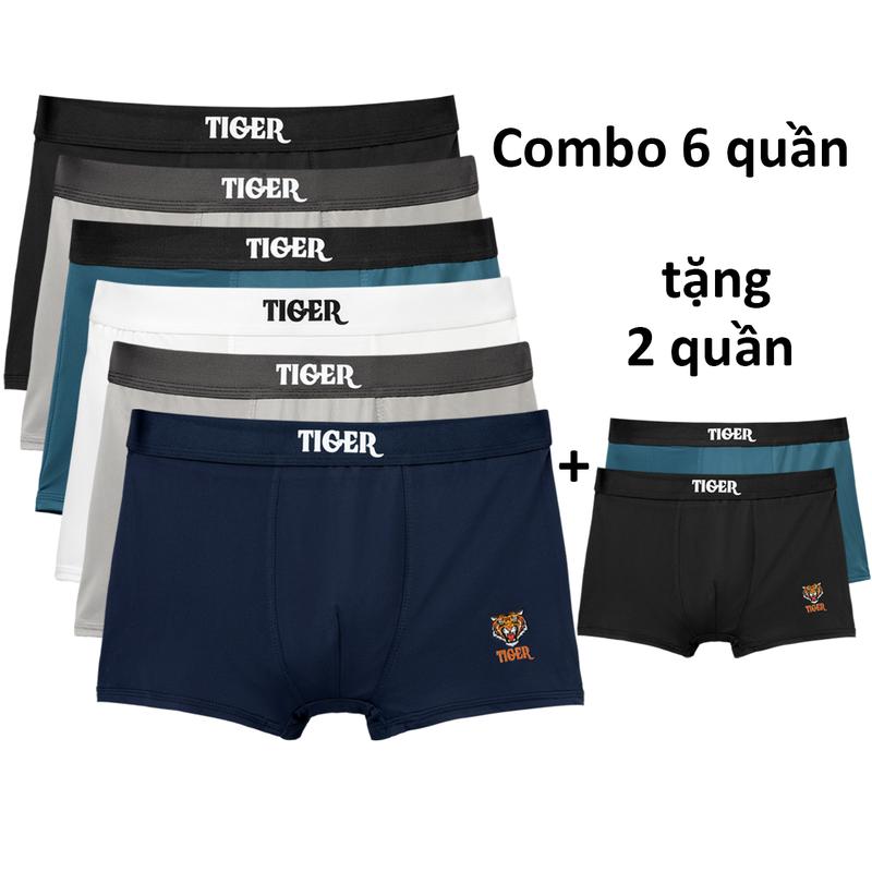Combo 6 tặng 2 quần lót nam đùi thun lạnh hình cọp, quần sịp đùi Menswear co dãn 4 chiều thoải mái vận động, quần sịp nam boxer mềm mịn thoáng mát, Boxer Quần Boxer Nam ôm sát body thấm hút tốt