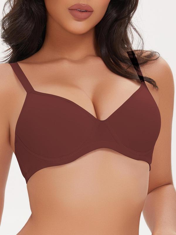 Women's Solid Color Underwire Bra, Casual Comfortable Breathable Bra for Daily Wear, Lingerie for All Seasons, Clothing 4