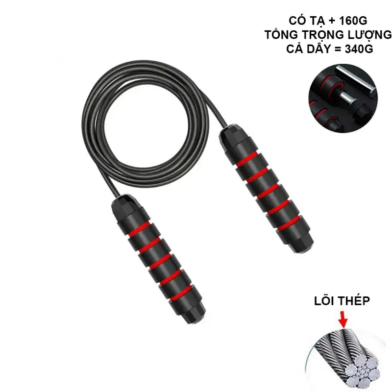 Dây Nhảy Thể Dục Lõi Thép Có Tạ Dài 2.9m 2