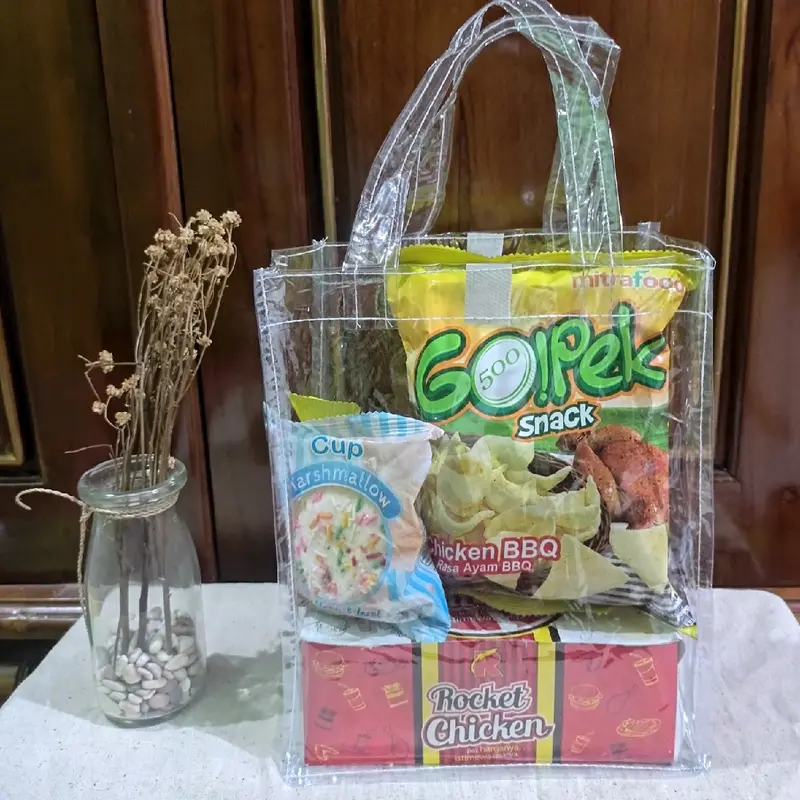 ISI 10 PCS goodie bag ulang tahun anak mika bening transparan, Tas ultah anak mika transparan potrait tinggi 25 cm 2