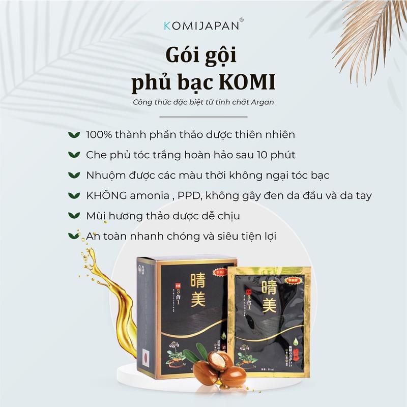 Komi Shampoo, Genuine Japanese Komi Silver Shampoo, Washes Black to Help Cover Brown or Black Gray Hair Quickly, Box of 10 Packs 1