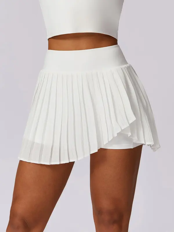 Women's 2 in 1 Pleated Pocket Sports Skort, Solid Color High Stretch Skirt for Tennis Gym Workout, Ladies Sportswear for All Seasons, Golf Attire, Activewear, Golf Attire 6