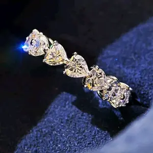 HM-RG04 CINCIN CLASSIC HEART SHAPED 5CT LAB DIAMOND ECO DIAMOND S925 Ulang tahun Sukses Harian Pernikahan Anggun