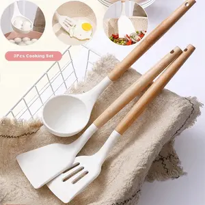 CoJoy 3pcs Peralatan Memasak Silikon / Sendok Sup / Spatula Silikon Tahan Panas