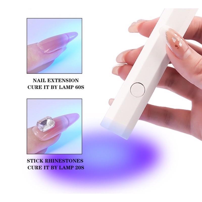 Đèn hơ móng mini 1 ngón tích điện chuyên dụng cho cá nhân làm nail tiện ích