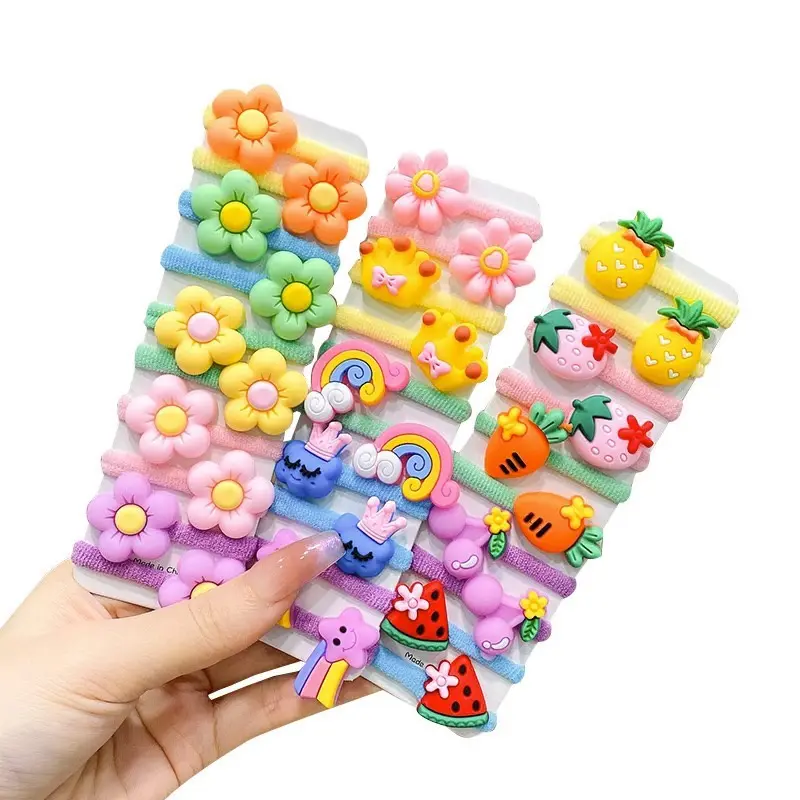 ED - 10PCS / SET KUNCIRAN IKAT RAMBUT ANAK KARAKTER TOWEL RING MODEL KOREA / IKATAN RAMBUT KARET DONAT ANAK-ANAK 4