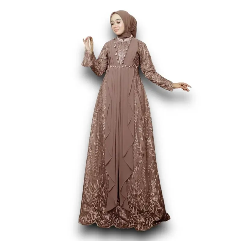 GAMIS MAXI BUSUI VIARA/ TANPA Masker/ KEBAYA BUSUI/ GAMIS PESTA/ GAMIS BUSUI MUSLIM Kombinasi Mutiara Panjang Tile 8