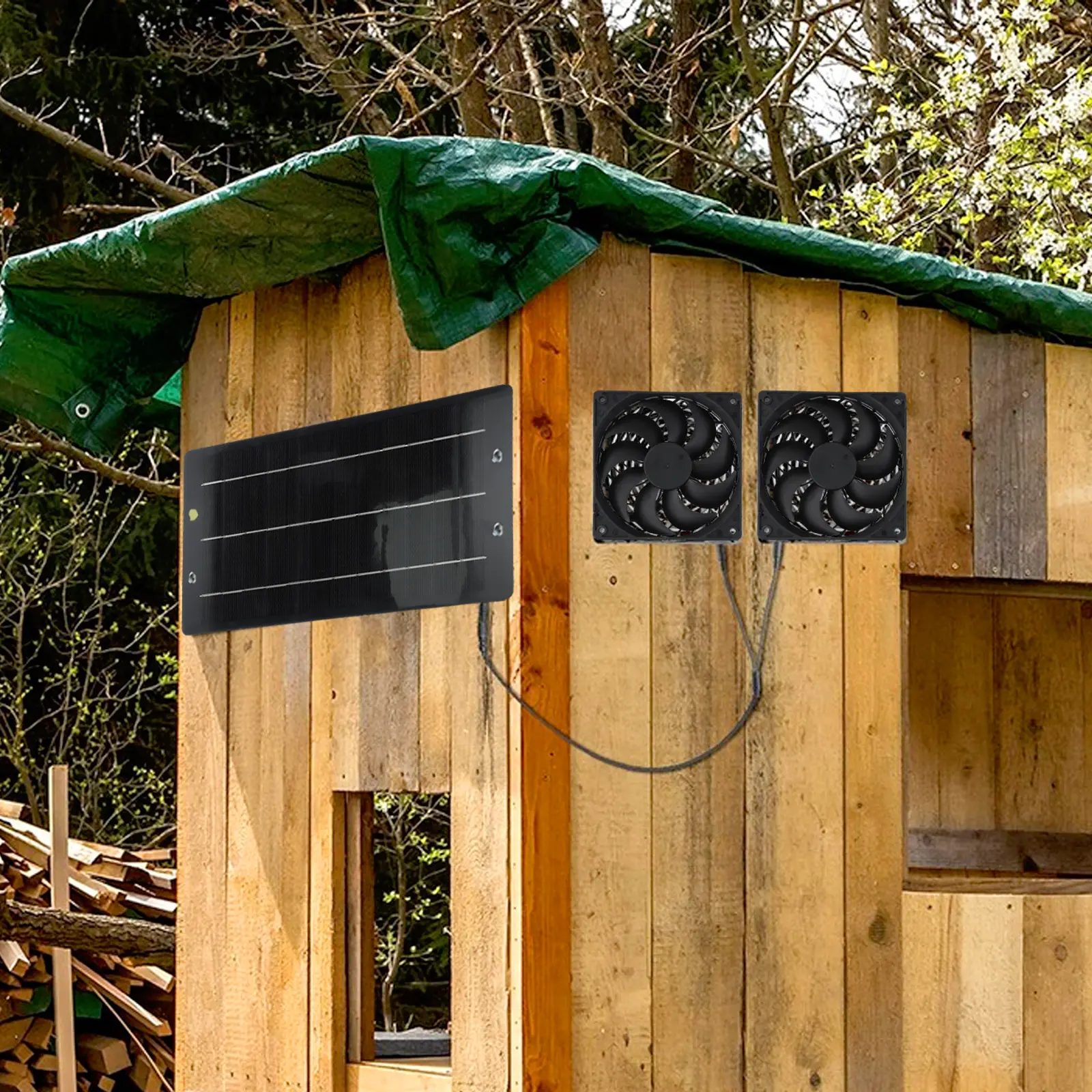 40W Solar Panel Fan Solar Powered Exhaust Fan Monocrystalline Silicon For Homes RVs Greenhouses Utility Rooms Pet Houses