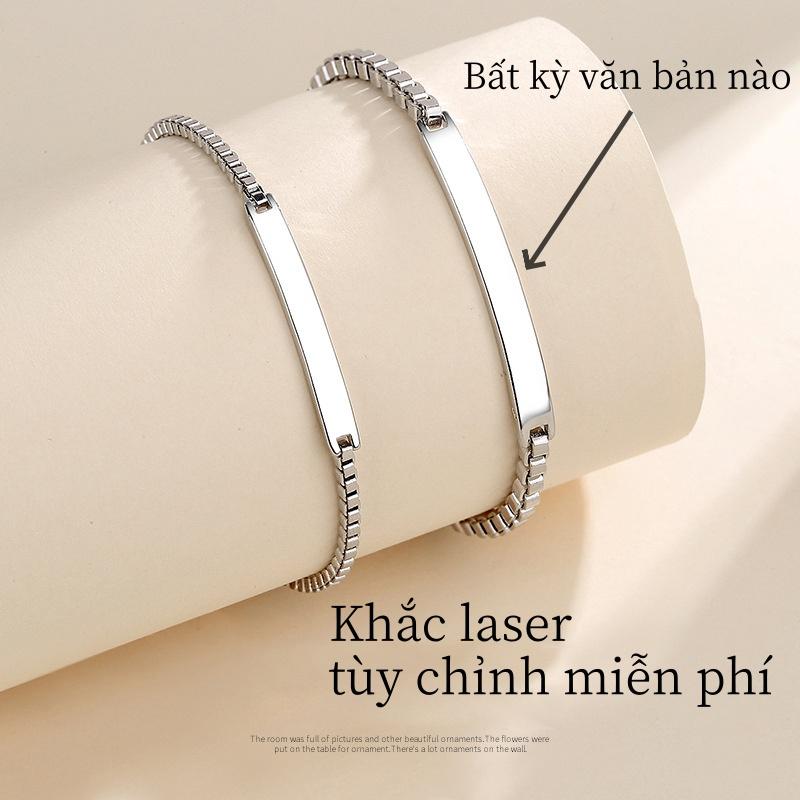 Tùy Chỉnh Khắc Cặp Đôi Vòng Tay Inox DIY Cá Tính Trang Sức Tên Vòng Tay Quà Tặng Ngày Lễ Tình Nhân