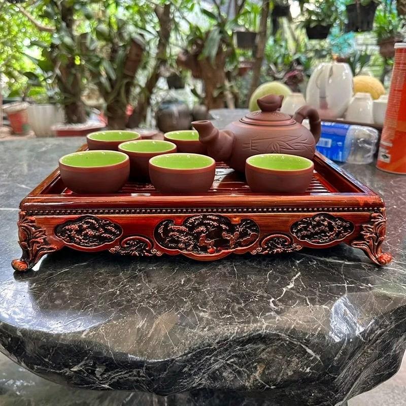 Khay trà Dáng Sập Vân Giả Gỗ,  Nhựa  Nguyên chất  Cao cấp lịch sự  hoa tiết đẹp sang trọng độ bền cao 3