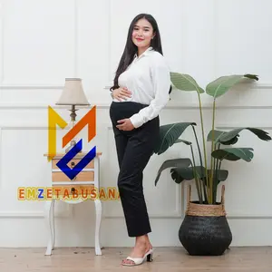 Celana Hamil Wanita Katun Stretch Premium Celana Bumil 4 - 9 Bulan Cotton Ibu kerja celana ibu hamil