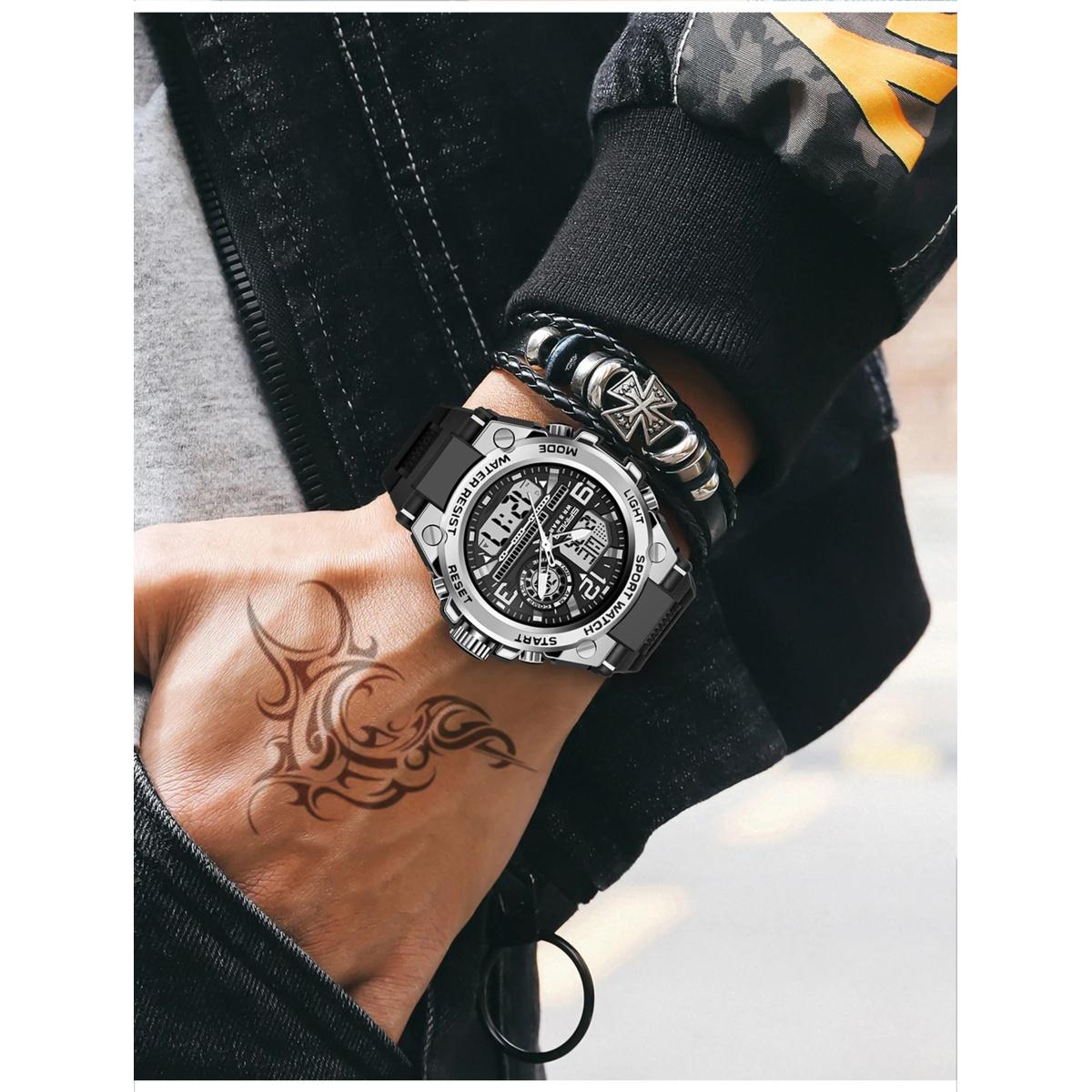 Men Sports Quartz Watches Dual Display LED Electronic Digital Wristwatches Waterproof Military Watch Relogios Masculino Men Sports Quartz Watches Dual Display LED Electronic Digital Wristwatches Waterproof Military Watch Relogios Masculino