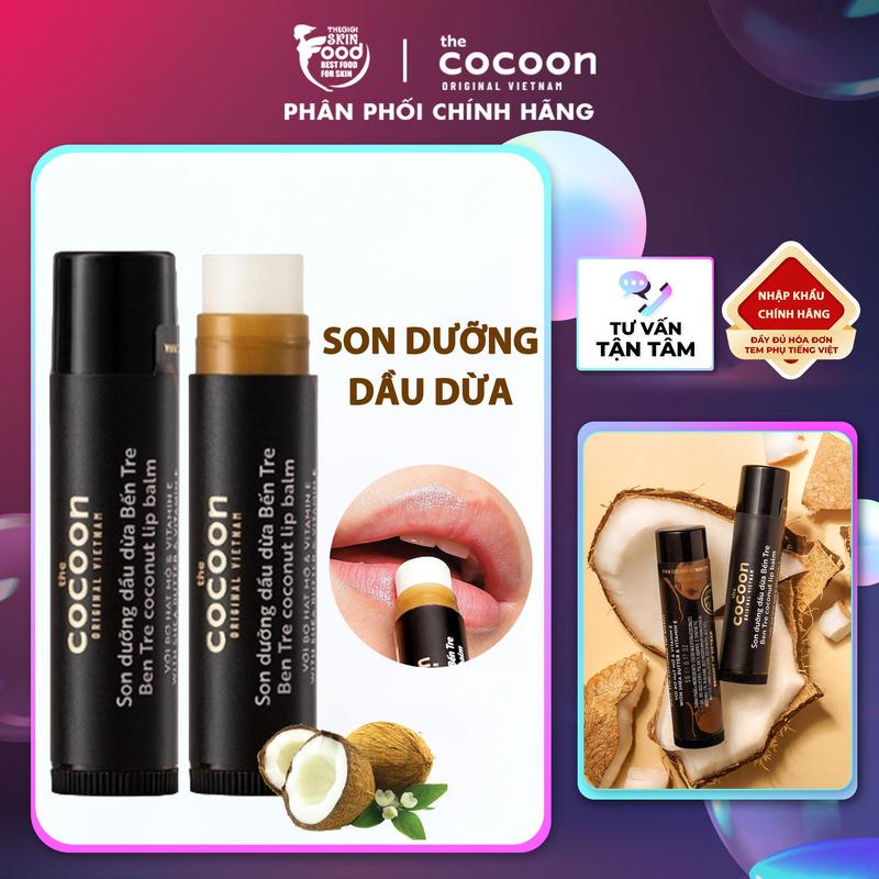 Son Dưỡng Dầu Dừa Bến Tre Cocoon Ben Tre Coconut Lip Balm 5g Chăm Sóc Da
