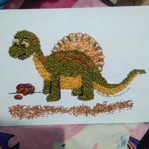 kolase biji bijian dino kerajinan tangan