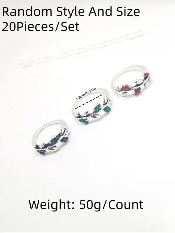 Random Style & Size Vintage Colorful Stone Decorated Ring, Fashion Jewelry for Party, Daily Clothing Decor, Trendy All-match & Exquisite Jewelry for Birthday Gift 1