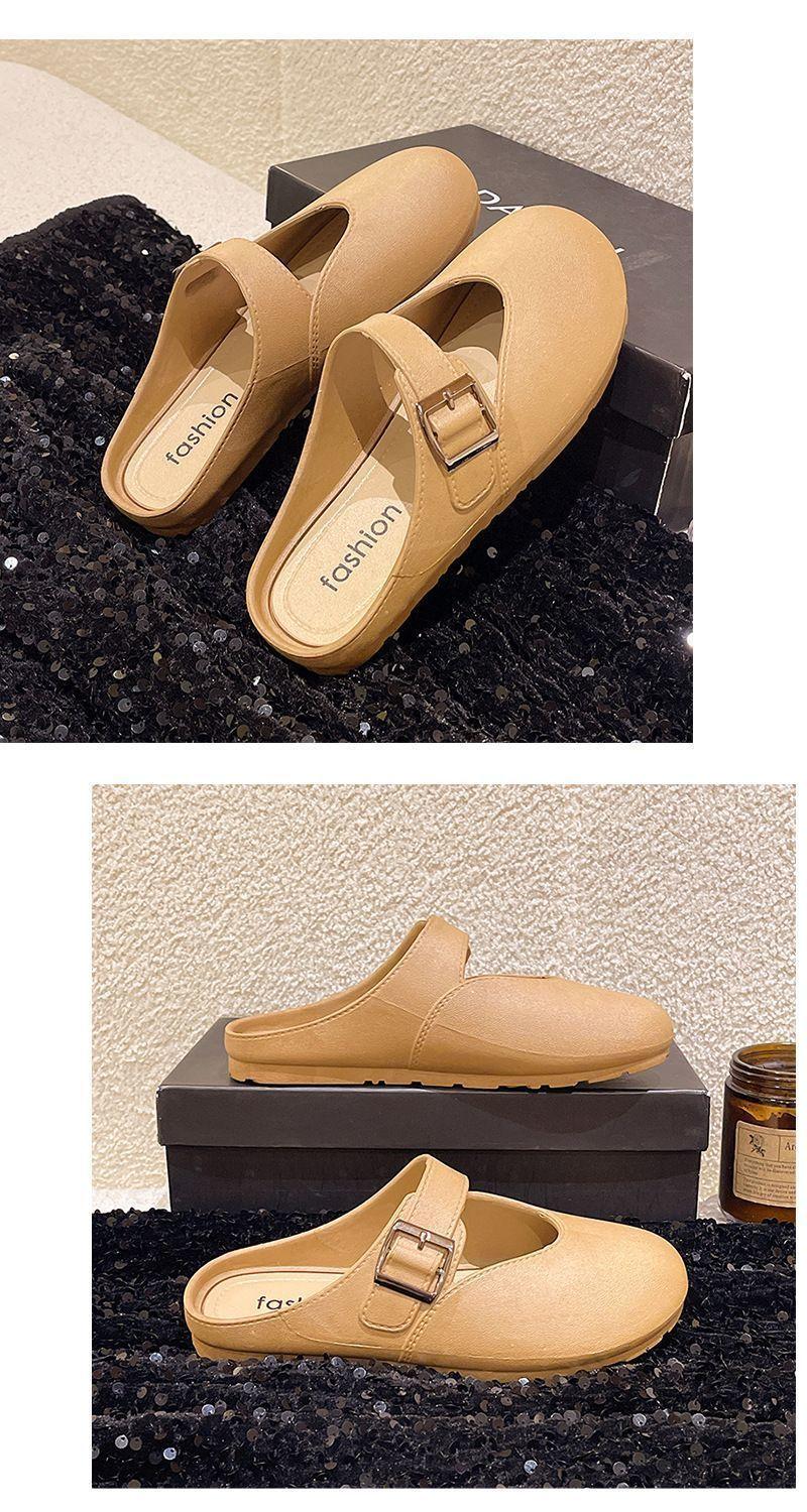 Product Introduction of New Soft Bottom Increase All-Match Closed Toe Half Slippers Slip-on Lazybones' Shoes Birkenstock Women's Outer Wear 28