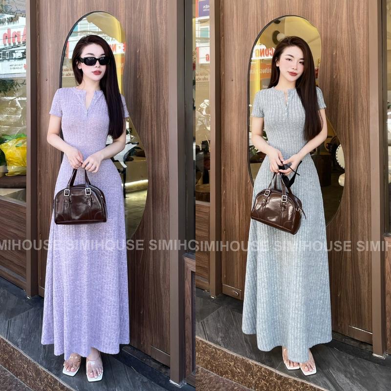 VÁY BODY LEN DỆT KIM NỮ DÁNG XOÈ TAY NGẮN ULZZANG Women Dress