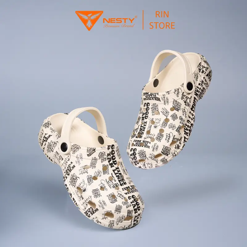 Dép Sục Nesty hot trend cao cấp full size gia đình in hoạ tiết chữ NE01-2 5