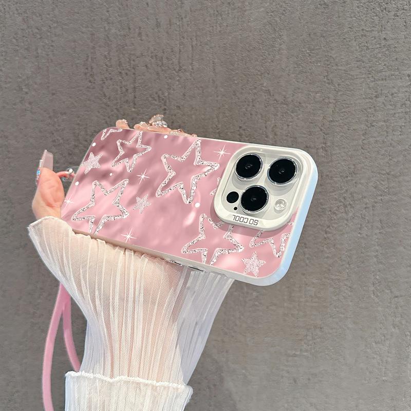 Casing Hp For IPhone 7G 7P X XR XSMAX 11 12 13 14 15 16 PRO PROMAX PLUS Dengan Motif Pink Star Yang Imut Gemoy Cute Baru Simple Dan Antislip Viral Case Hardcase CYK1386