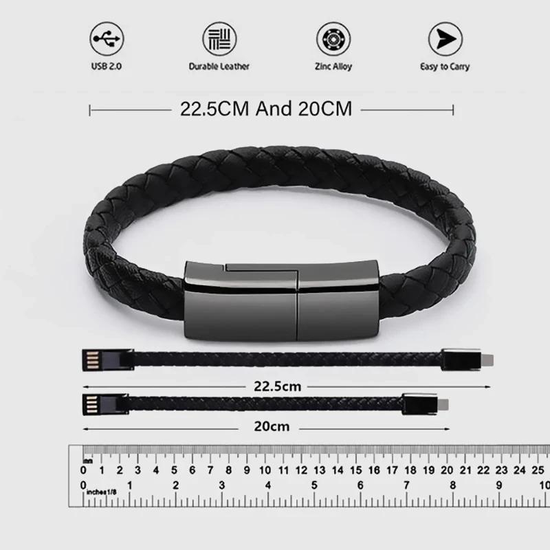 Product Introduction of USB Charging Bracelet Cable Fashion Double Braided Wrist Data Charger Cord For IPhone Type-c Micro Mobile Phone usb  charging 2