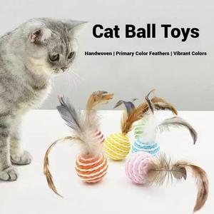 Bola Mainan Kucing, Gumimi, Mainan Kucing Kuching, Bola Sisal, Pen Laser, Aksesori Haiwan Peliharaan, Tetikus