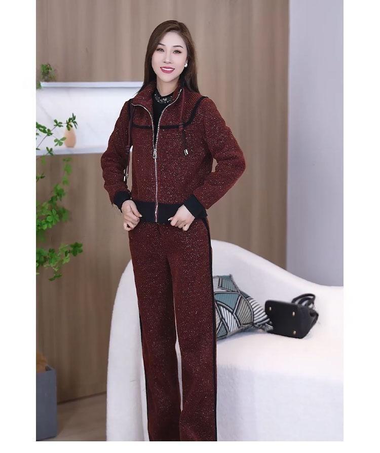 Product Introduction of Bộ Đồ Thường Ngày Đệm Nhung, Thời Trang, Dày Dặn, Dành Cho Nữ, Mùa Đông 2024 Hàng Mới Về, Cổ Chân Đế Áo Nỉ Khâu, Quần Ống Rộng, Bộ Hai Mảnh 13
