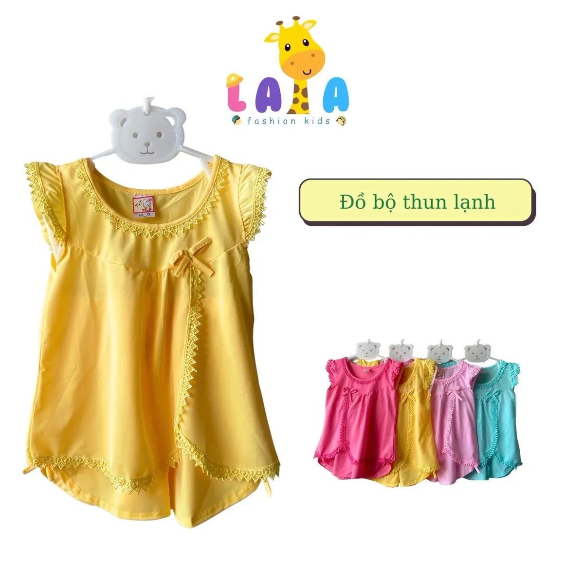 Đồ bộ bé gái thun lạnh cánh tiên phối ren cách điệu size 5-23kg set ngố quâ  notreem quần quant  reem