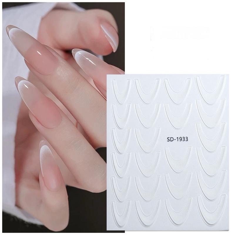 Hình dán 1 stick fen dặm màu trắng  lụa loại đẹp , phụ kiện làm nail nữ 1