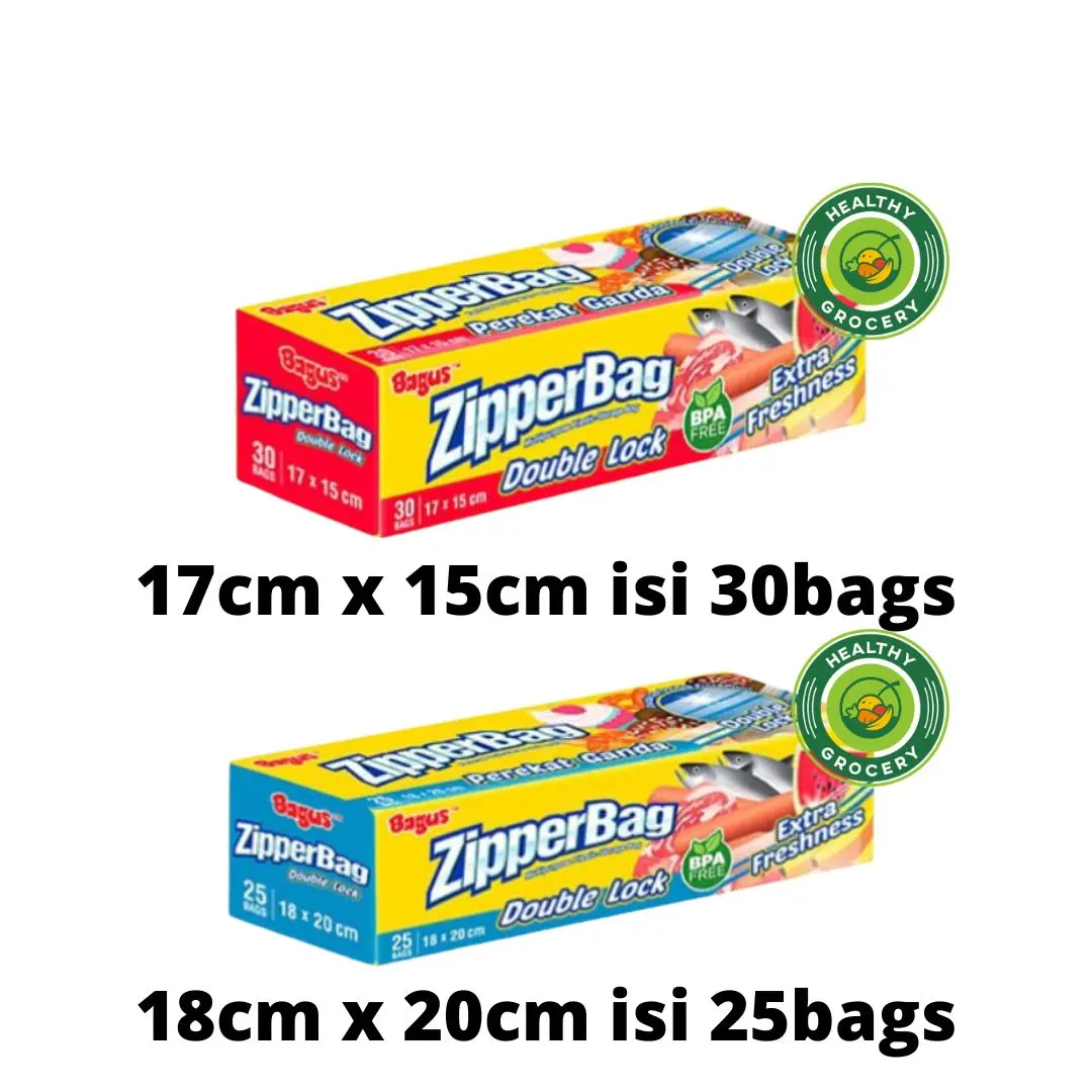 Bagus Zipper Bag Ukuran 17cm X 15cm Isi 30 Bags / 18cm X 20cm Isi 25 Bags