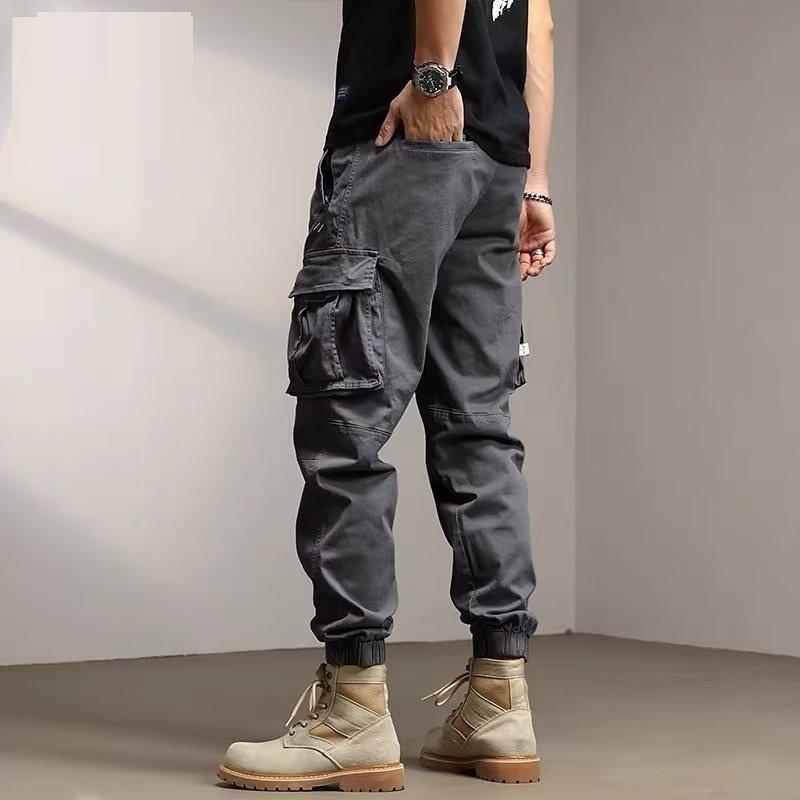 M-5XL Men Cargo Pants Sweatpants Drawstring Elastic Waist Spring Summer Autumn Winter Casual Korean Street Loose Long Tactical Military Plus Size Black Khaki Grey Green 3