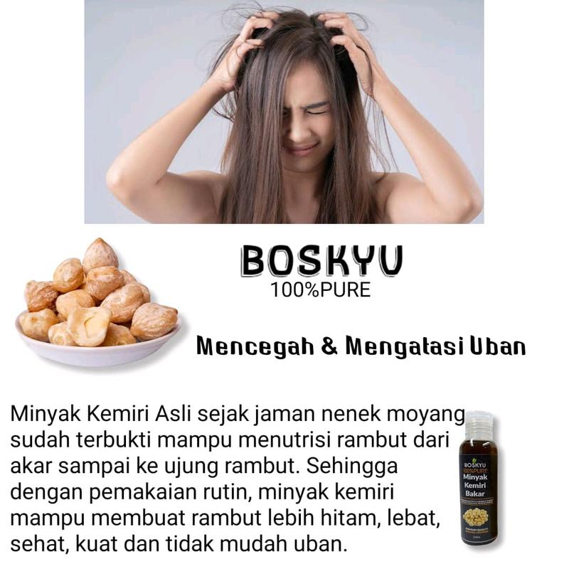 Boskyu Minyak kemiri bakar hair treatment penghalus rambut pelembab rambut 1