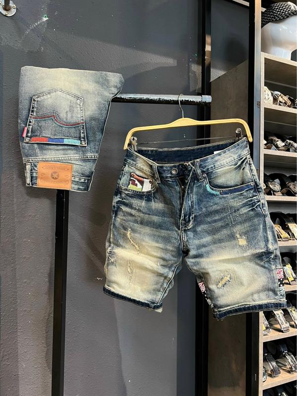 [2 Mẫu Sort & Combo Jean Guangzhou Denim 1009-1027] Quần nam màu xanh was dơ - xanh nhạt thổ cẩm & xanh was đậm QS1959-QS1970 K3 STORE Menswear Pants Baggy duybomluxury jean  short
