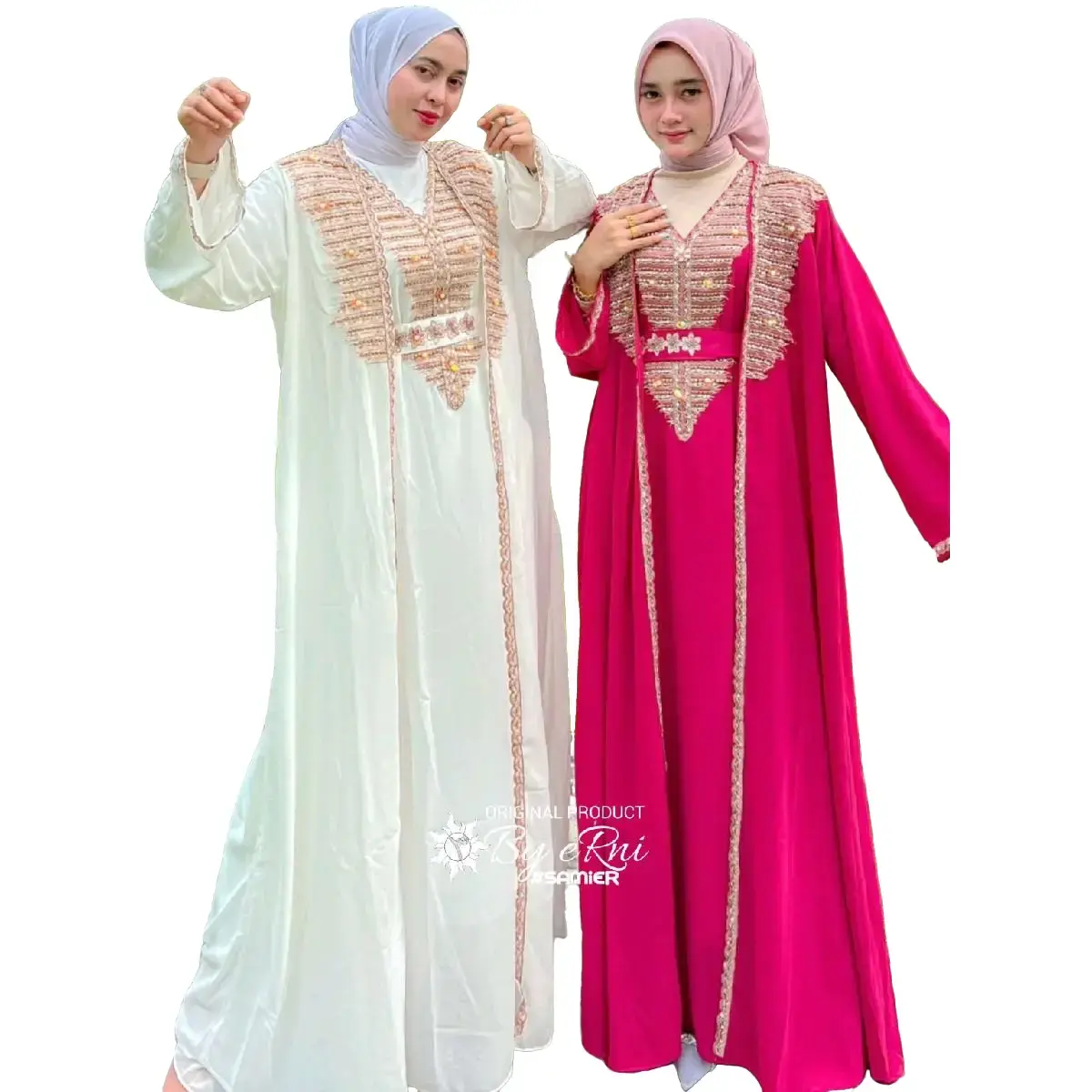 Vero Kaftan  Bordir Gamis Raya Abaya Kondangan Abaya Lebaran Dress Wanita Muslim Kaftan Mewah Set Inner Spandex  Variasi Mutiara Dan Payet