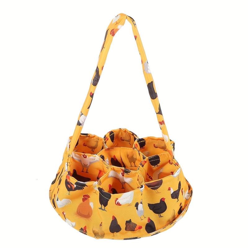 Chicken Pattern Canvas Storage Basket, 1 Count Egg Storage Basket with 7 Pockets, Fresh Egg Storage Basket, Home Organizer for Garden, Shelf Baskets 0