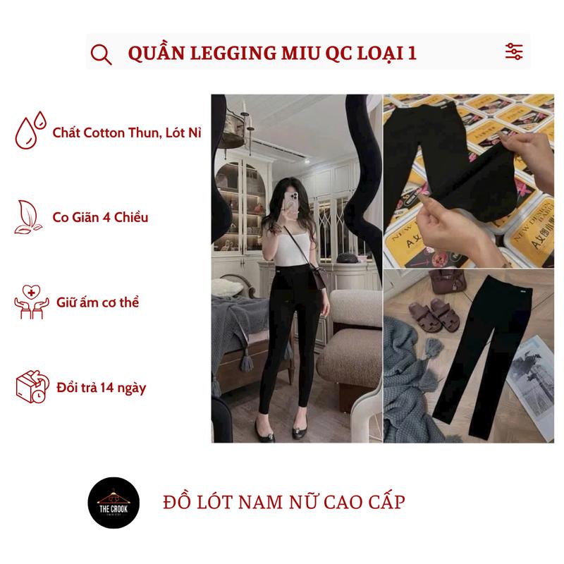   LOẠI 1  Quần legging miu lót nỉ giữ nhiệt cạp cao tôn dáng cho nữ Cotton 