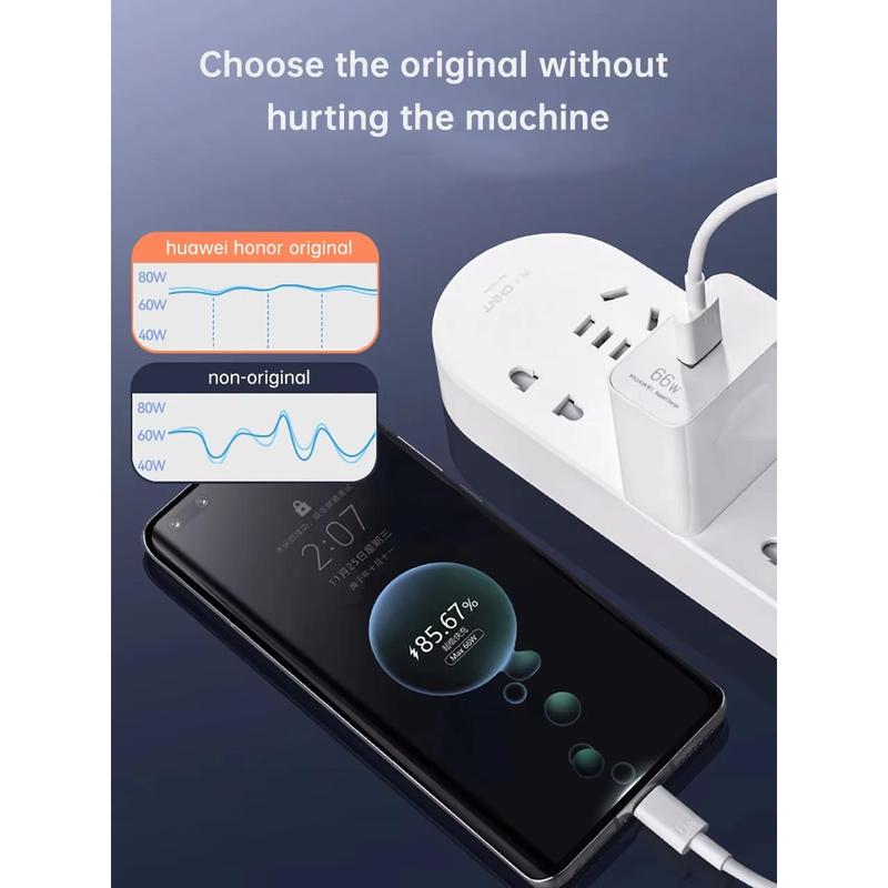Cáp Có Thể Xoay 360 °, 66W, Sạc Nhanh, Chất Liệu Silicon Lỏng, Tương Thích Với Huawei P60 Và Honor Pad X9-6A, Có Màn Hình Điện Áp 2