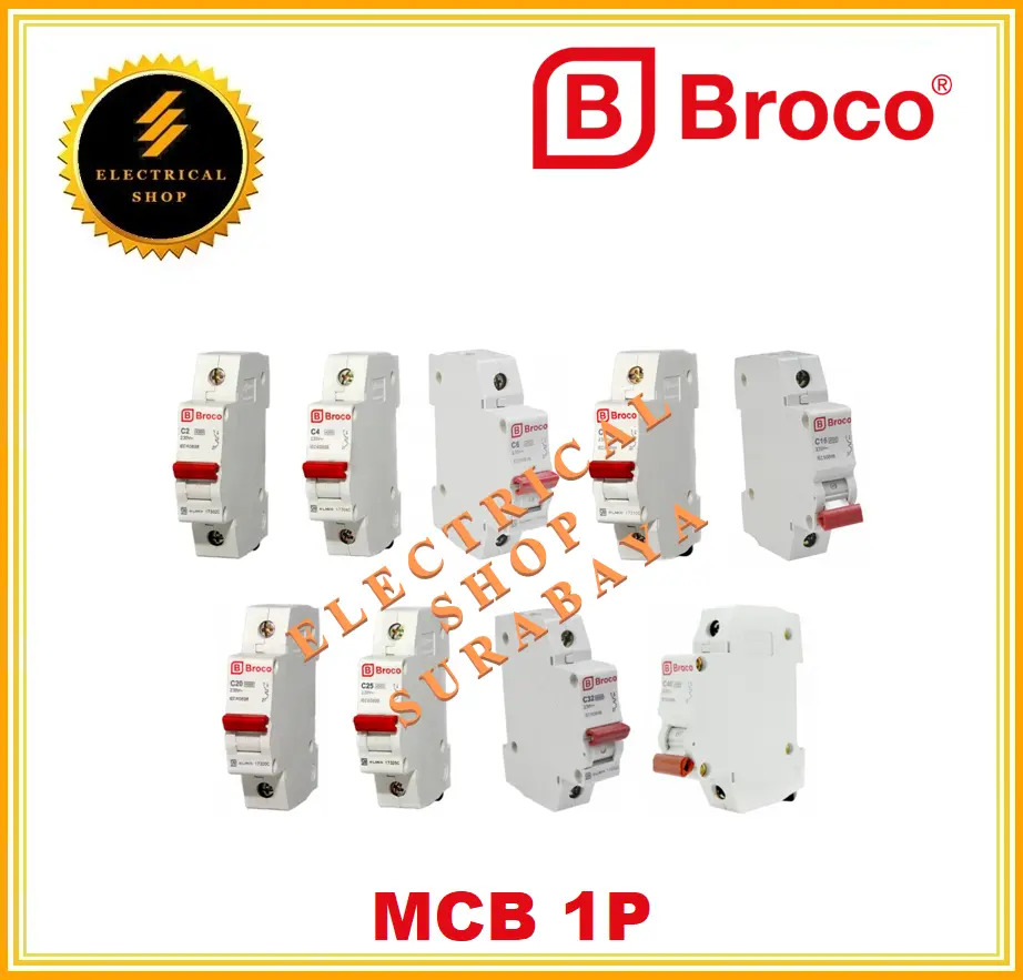 BROCO MCB 1P C 2A 4A 6A 10A 16A 20A 25A 32A 40A 17302 17304 17306 17310 17316 17320 17325 17332 17340 C (HARGA GROSIR) PEMUTUS ARUS SNI ORIGINAL ORI PROMO MURAH