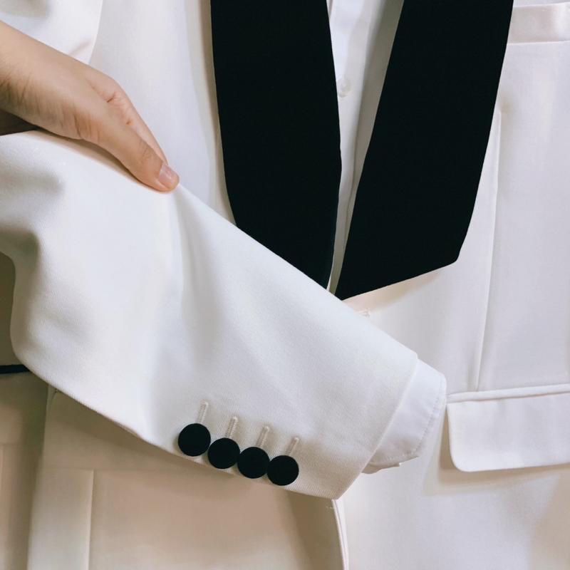 Bộ Vest Tuxedo Cao cấp 1 cúc màu trắng phối cổ nhung Nam Áo 3