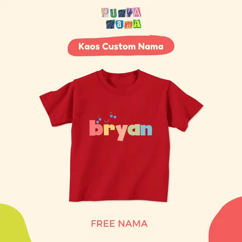 Baju Kaos Custom Nama Rainbow Name Untuk Bayi, Anak,, Dewasa, Big Size Combed Cotton 2