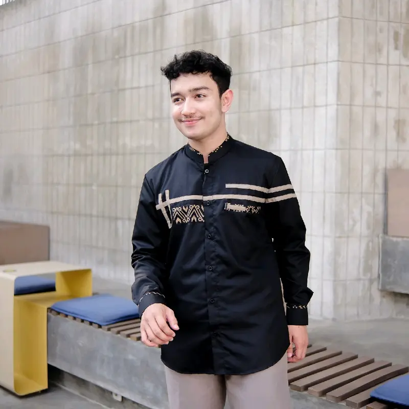 Baju koko Atasan Muslim Pria Dewasa Elrumi Motif Hashtag Batik Lengan Panjang 8
