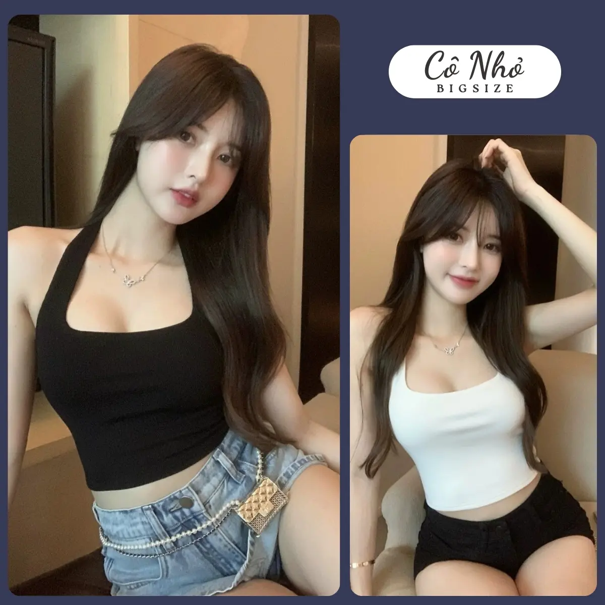 Áo Croptop Nữ Kiểu Yếm Hở Lưng Bigsize Cô Nhỏ Choàng Cổ Ôm Body Dễ Thương Vải Thun Gân Co Giãn G5