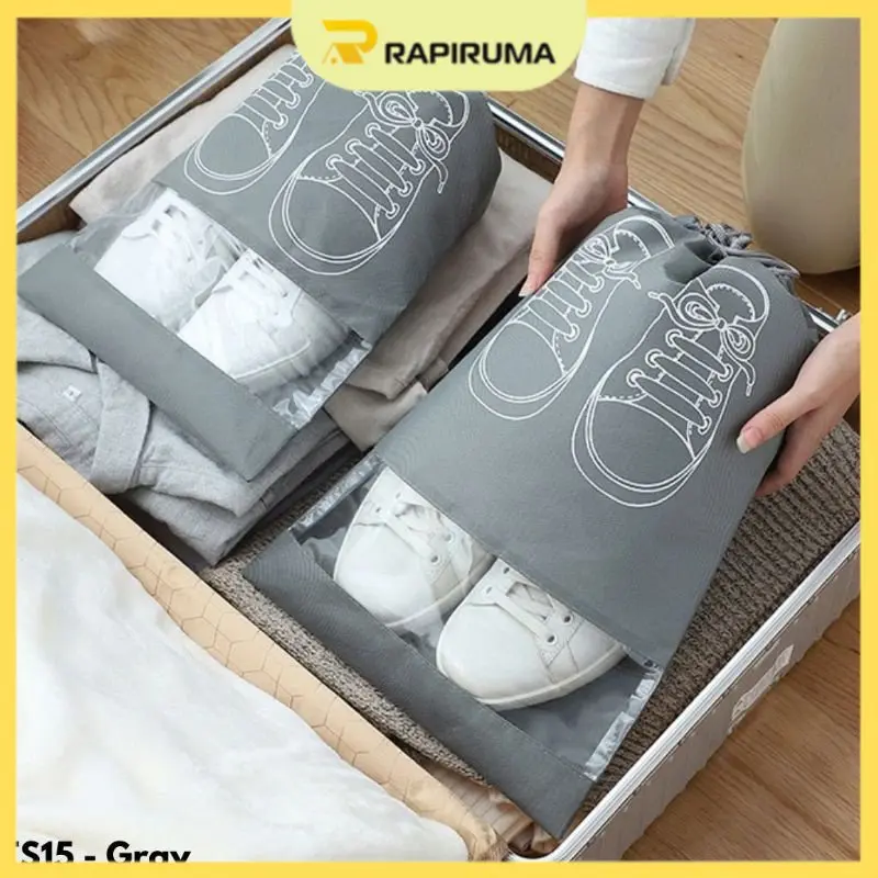 Tas penyimpanan sepatu / Tas Sepatu / tasSponbound Serut Korean Shoe Bag Travel Shoe Pouch Murah Berkualitas Kantong Kanvas 1