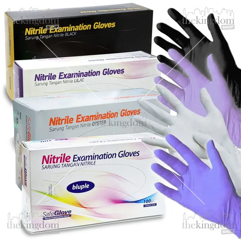 SafeGlove Nitrile Gloves PF Powder Free Black Lilac Oyster 100 Sarung Tangan 2