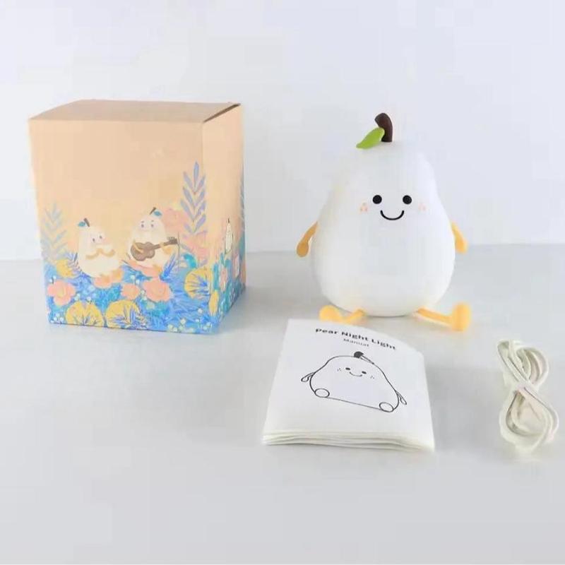 Cartoon Pear Shaped Night Light for Birthday Gifts, USB Rechargeable Color Changing Night Light, Ambient LED Lights for Bedroom Nursery Bedside Home Living Room Decor, Cute Bedroom Decor 6