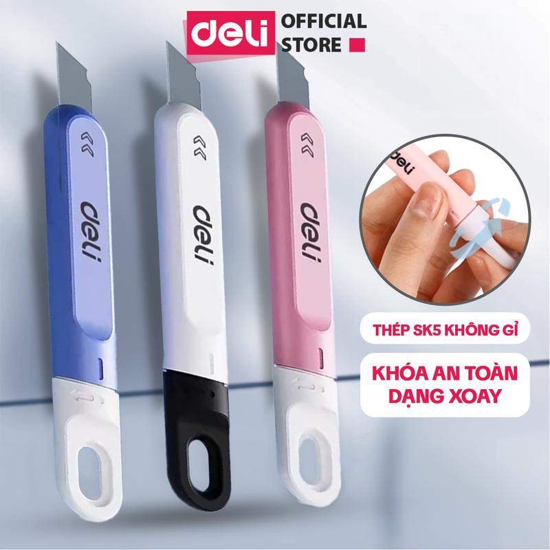 Dao cắt rọc giấy Deli mini không gỉ - dao mở hộp carton làm thủ công tiện dụng nhỏ gọn bỏ túi học sinh văn phòng