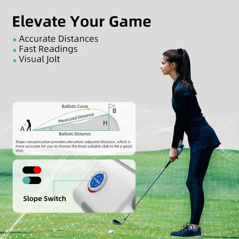 Laser Golf Rangefinder, 1000Yds Laser Golf Rangefinder with Slope Compensation & Angle Switch, Outdoor Golf Flag Vibration After Locking with Zipper Case 7