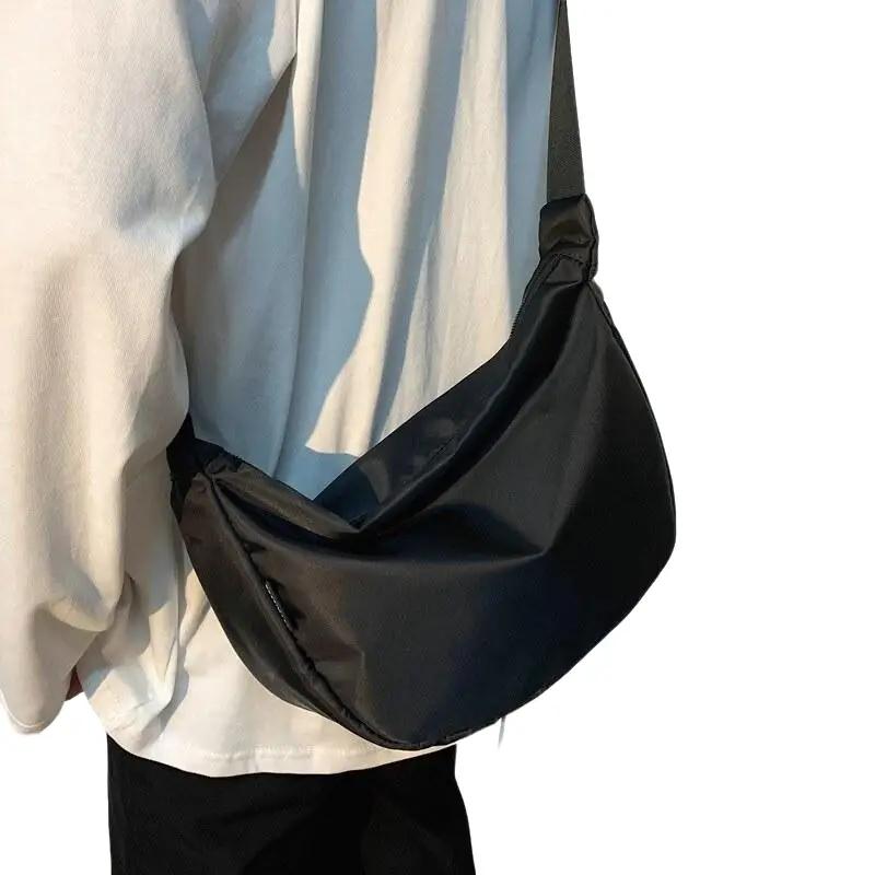Ulzzang-Túi Đeo Vai Nylon Cho Nam, Thời Trang Hàn Quốc, Túi Đeo Chéo, Túi Đưa Thư Bag Nhung Đồng